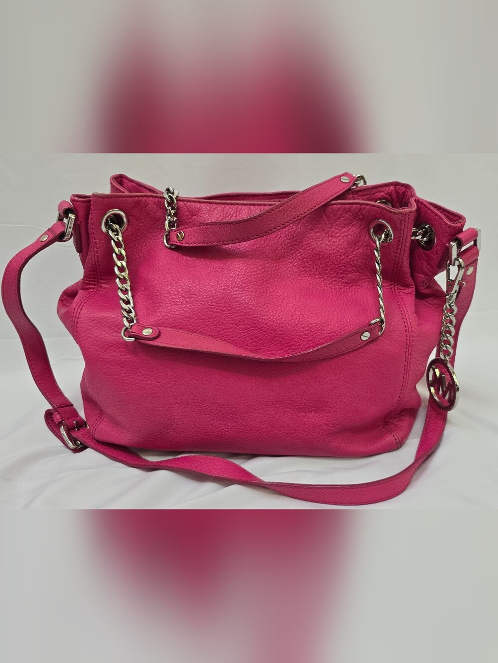 Michael Kors Jet Set Hot Pink Leather Chain Tote